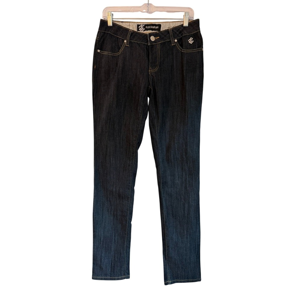 Rocawear Womens Big R Straight Leg Denim Blue Jeans Blue Size 7 Y2K Streetwear